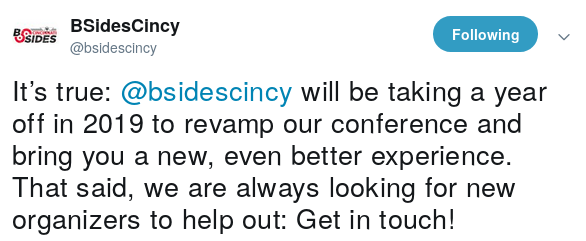 BSides 2019 Hiatus